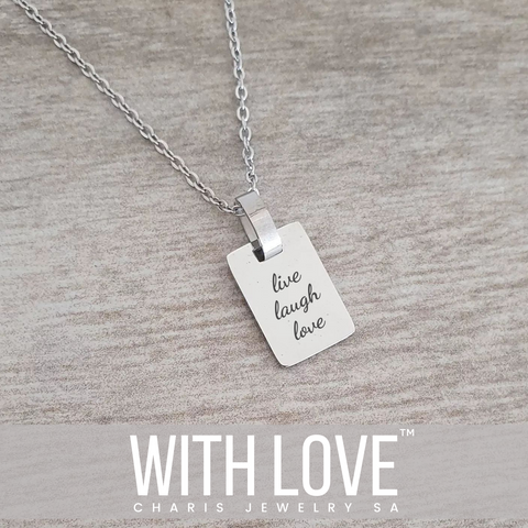 Evelyn Mini Tag Personalized Necklace, Stainless Steel, 15mm on 45-50cm chain (READY IN 3 DAYS!)