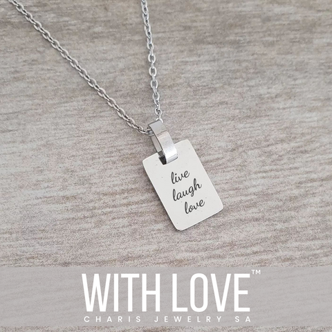Evelyn Mini Tag Personalized Necklace, Stainless Steel, 15mm on 45-50cm chain