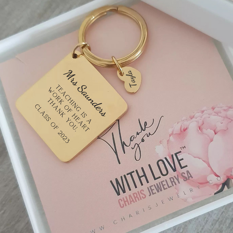 TG5 - Personalized Teacher's Gift Keyring, Stainless Steel, 45cm chain (READY IN 3 DAYS)