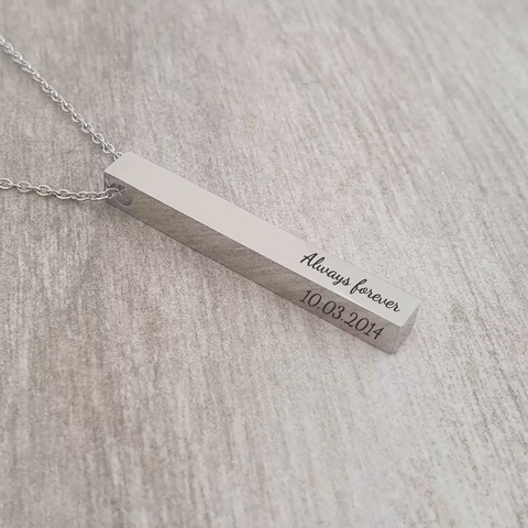 Milani Personalized Bar Necklace, Stainless Steel (READY IN 3 DAYS!)