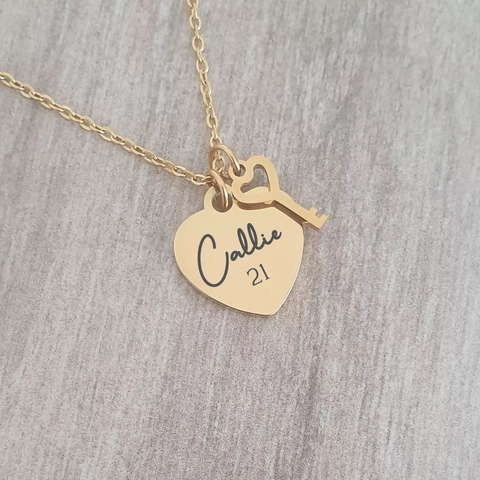 Keyara Personalized Necklace, Gold Stainless Steel, 45cm adjustable