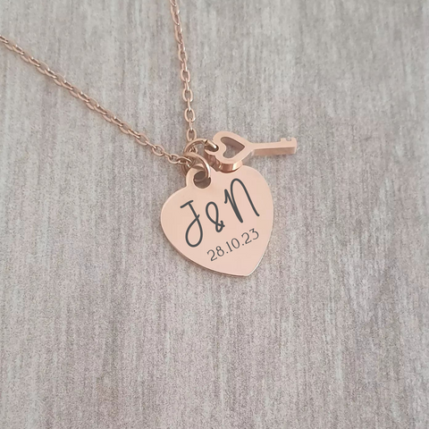 Keyara Personalized Necklace, Rose Gold Stainless Steel, 45cm adjustable (READY IN 3 DAYS!)