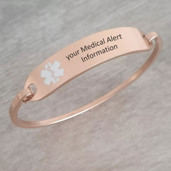 Medical alert bracelet bangle rose gold