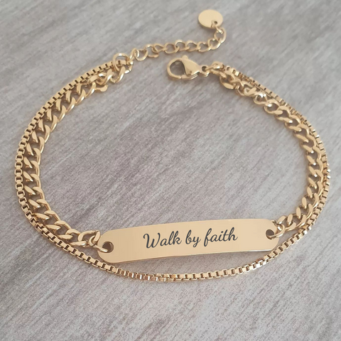 Shamira Personalized Gold Stainless Steel bracelet, Adjustable Size: 17-21cm (READY IN 3 DAYS)