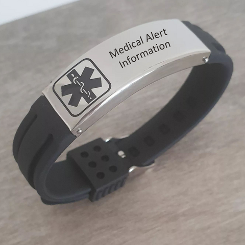 Zachery Personalized Medical Alert Wrist Strap, Stainless Steel, Adjustable Strap (READY IN 3 DAYS)