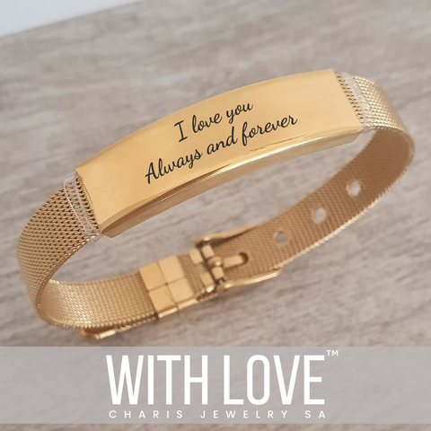 Zannalee Personalized Stainless Steel Bracelet, Adjustable Strap (READY IN 3 DAYS)