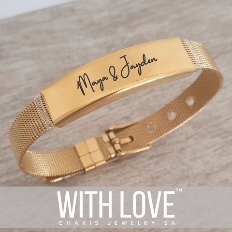 Zannalee Personalized Stainless Steel Bracelet, Adjustable Strap (READY IN 3 DAYS)