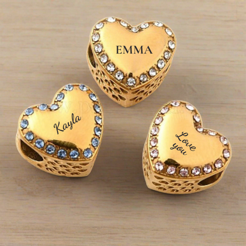 Personalized European Charm, Assorted Colours, Gold Stainless Steel (PRE-ORDER ALLOW 10 DAYS)