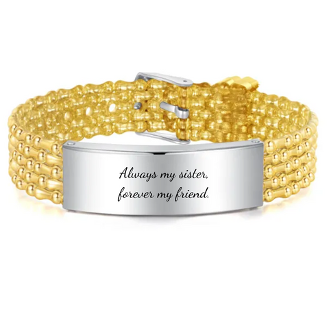 Zanna Gold Personalized Stainless Steel bracelet, Adjustable Strap (READY IN 3 DAYS!)