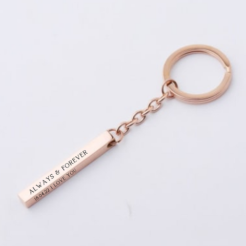 Milani Rose Gold Personalized Bar Keyring, Stainless Steel (READY IN 3 DAYS!)