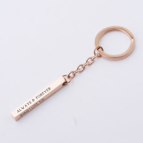 Milani Rose Gold Personalized Bar Keyring, Stainless Steel