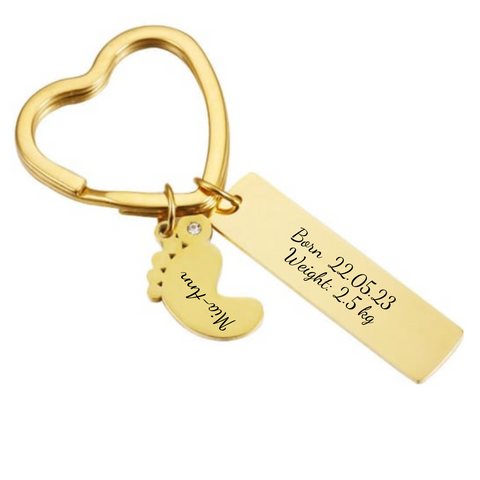 Ella Gold Personalized Keyring, Stainless Steel (READY IN 3 DAYS!)