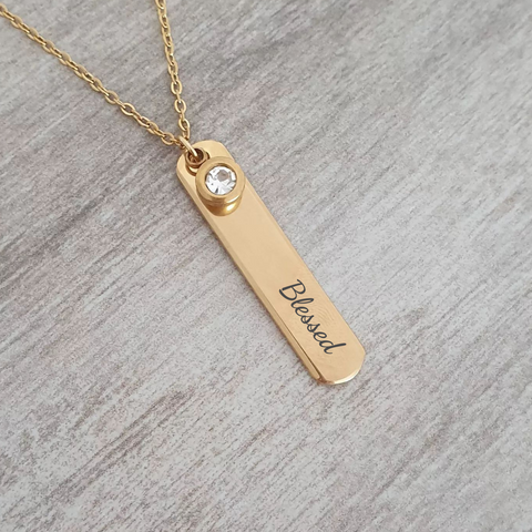 personalized gold bar necklace