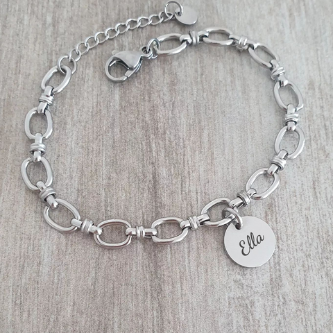 Farzana Personalized Bracelet, Stainless Steel, Adjustable Size: 17-21cm (READY IN 3 DAYS!)