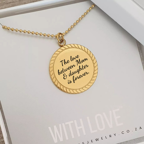 Charmari Personalized Necklace, Gold Stainless Steel, Size: 25mm on 50cm chain (READY IN 3 DAYS!)