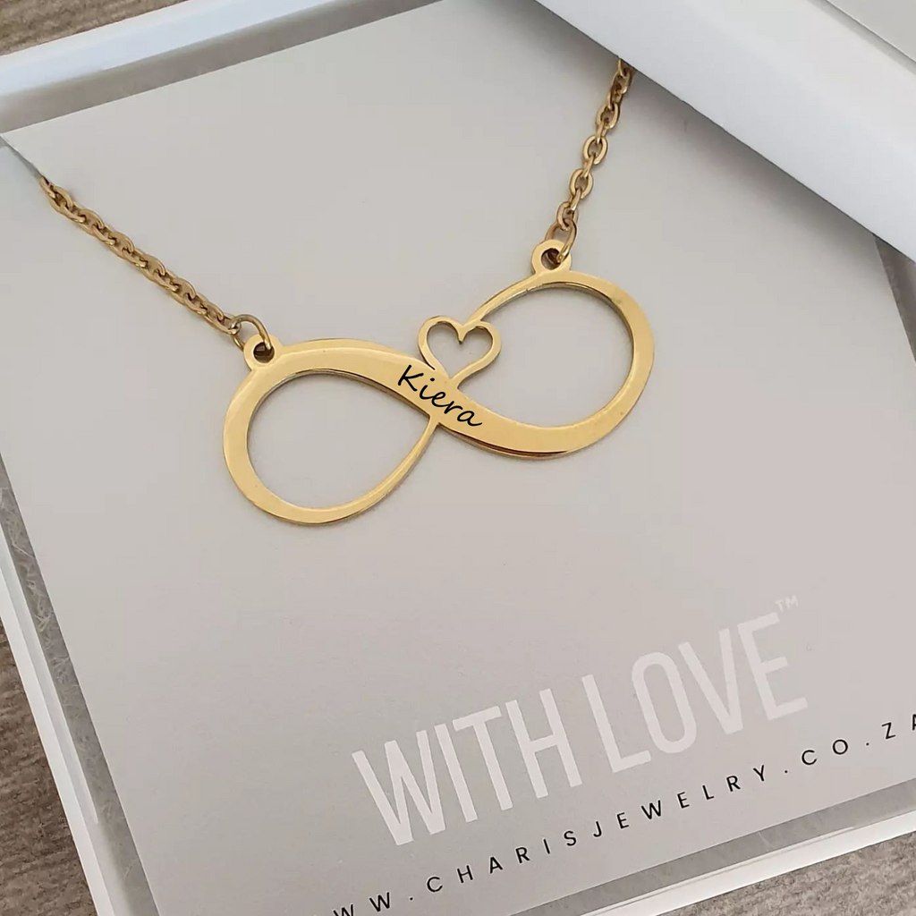 Infinity Gold Personalized necklace gold infinity design | Charis Jewelry SA