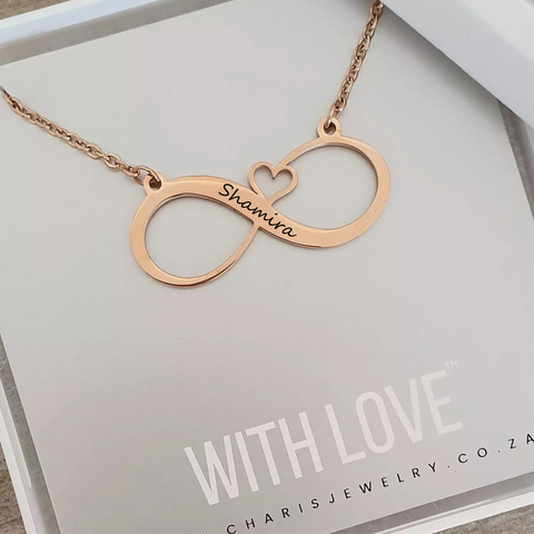 personalized infinity necklace rose gold