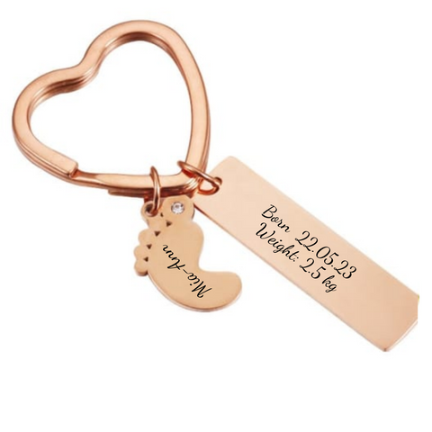 Ella Rose Gold Personalized Keyring, Stainless Steel (READY IN 3 DAYS!)