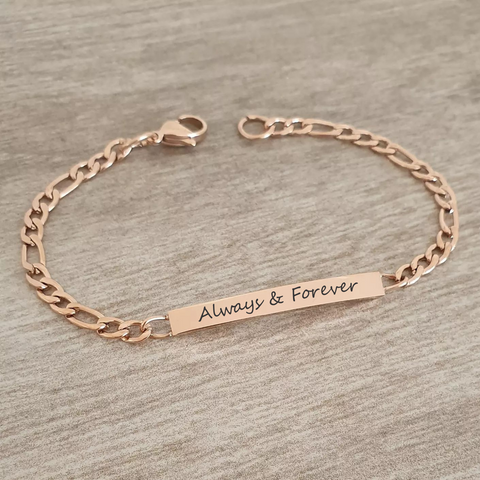 Mia Personalized Rose Gold Stainless Steel bracelet, Size 18cm (READY IN 3 DAYS!)