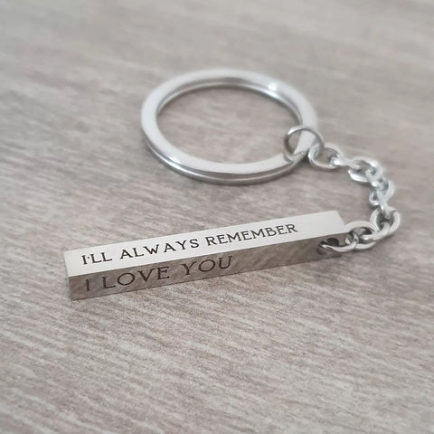 Milani Personalized Bar Keyring, Stainless Steel (READY IN 3 DAYS!)