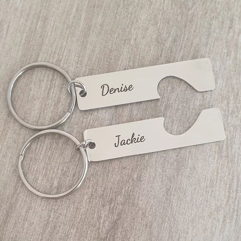 Hannah Personalized Keyring Set of 2, Stainless Steel (READY IN 3 DAYS!)