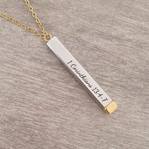 Chanel Personalized Necklace with inside message, Gold & Silver Stainless Steel (READY IN 3 DAYS)