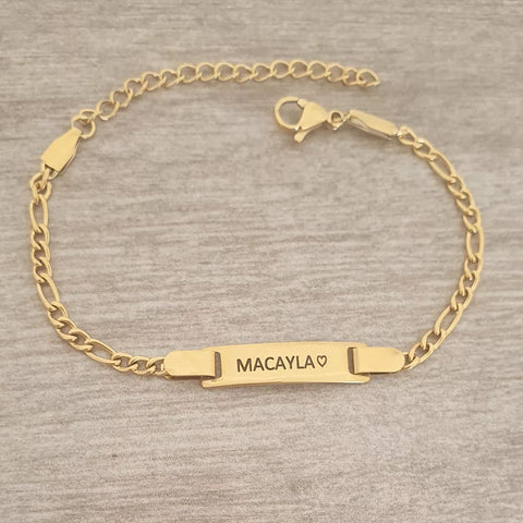 Caitlin-Lee Personalized ID Bracelet Gold Stainless Steel, Adjustable Size (READY IN 3 DAYS)
