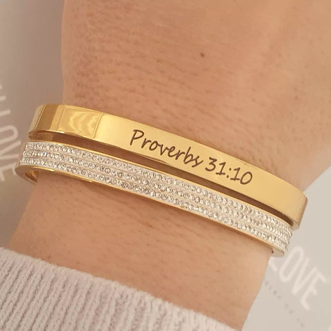 Princess Stack Set, Personalized Stainless Steel Clip Open Bangles, Size:  Small 55mm diameter (READY IN 3 DAYS)
