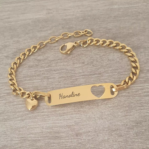 Arabella Personalized Gold Stainless Steel bracelet, Adjustable Size 18-22cm (READY IN 3 DAYS)