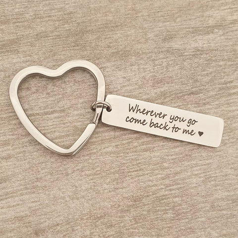 Leah Personalized Message Keyring, Stainless Steel (READY IN 3 DAYS)