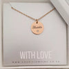 Stara Personalized Necklace, Rose Gold Stainless Steel, Size: 15mm on 45cm chain (READY IN 3 DAYS!)