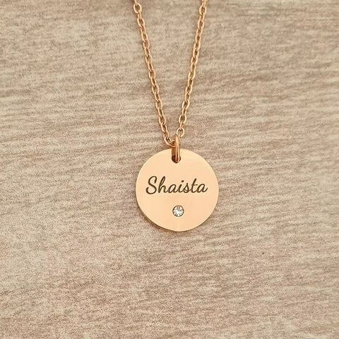Stara Personalized Necklace, Rose Gold Stainless Steel, Size: 15mm on 45cm chain