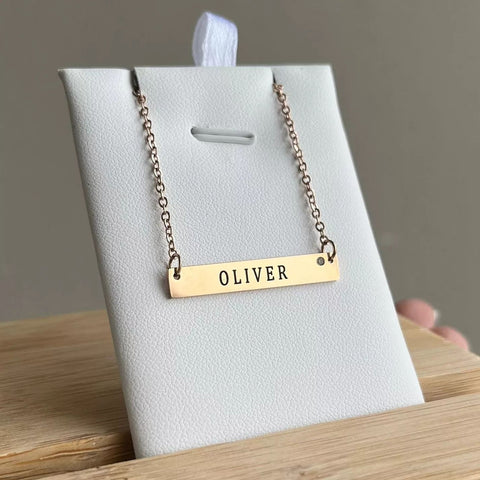 G52 - Personalized Bar Name Necklace, Stainless Steel (Silver, Gold or Rose Gold, READY IN 3 DAYS)