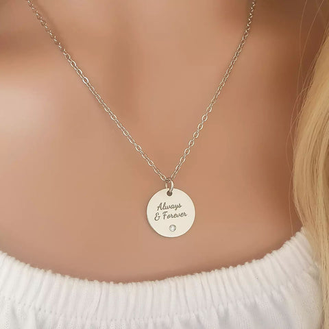 Gemma-Lee Personalized Necklace, Stainless Steel, Size: 15mm on 45cm chain (READY IN 3 DAYS!)