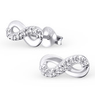 Lovella 925 Sterling Silver Small Infinity CZ Earrings, Size: 10x4mm