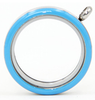 FLEB - Blue  Round Stainless Steel Floating Locket Necklace with chain, twist open