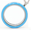 FLEB - Blue  Round Stainless Steel Floating Locket Necklace with chain, twist open