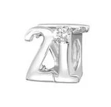 Sterling silver 21st Birthday 21 European Charm Bead