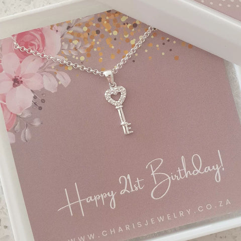 silver 21st birthday gift necklace