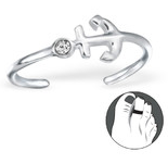 925 Sterling Silver Anchor with Stone Toe Ring