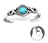 Sterling Silver Toe Ring with an Azure SN Opal Stone