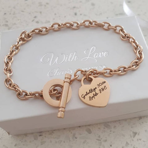 personalized rose gold birthday gift bracelet