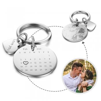 CAS102091 - Personalized Calendar photo keyring, Stainless Steel