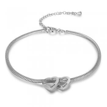 CAS102243 - Engraved Hearts Stainless Steel Bracelet/Anklet