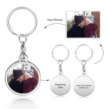 CAS102438 - Personalized Photo Round keyring, Stainless Steel