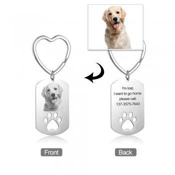 Personalized Dog Paw & Photo keyring