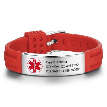 CBA102676 - Personalized Medical Alert Bracelet, Stainless Steel & Silicone Strap