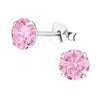 Sterling silver cz birthstone earrings October Pink