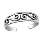 Saige - 925 Sterling Silver Pattern Toe Ring, Adjustable Size