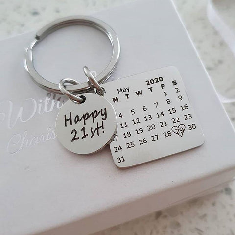 CAS101763 - Personalized 21st Calender Keyring, Stainless Steel